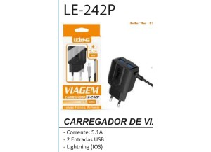 CARREGADOR IPHONE RAPIDO 5.1A 2USB