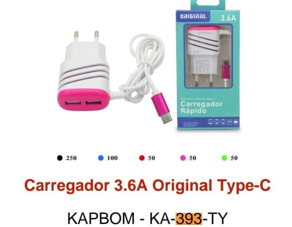 CARREGADOR TIPO C 3.1A KAPBOM