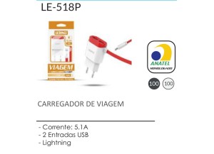 CARREGADOR IPHONE RAPIDO 5.1A 2USB
