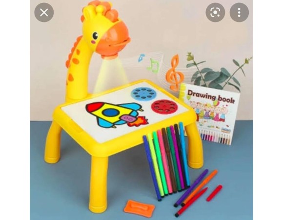 MINI PROJETOR PARA DESENHO INFANTIL GIRAFA  AMARELO