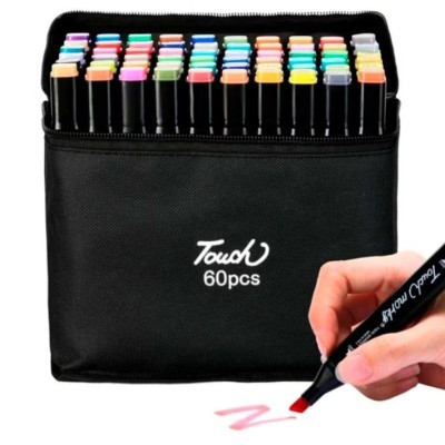 KIT 60 CORES CANETAS PONTA DUPLA JB-1005