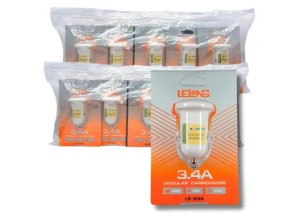 ADAPTADOR VEICULAR USB 3.4A 2USB LE-534